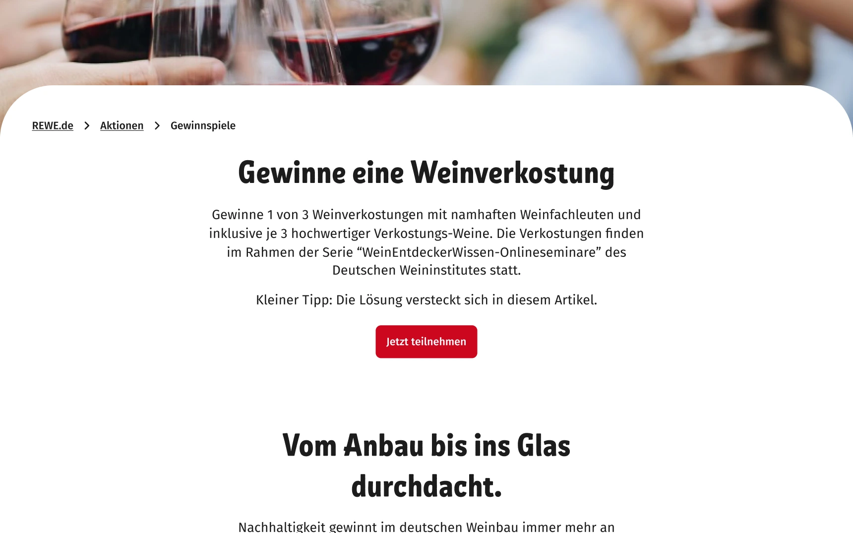 Tablet view: second REWE screen from the same flow